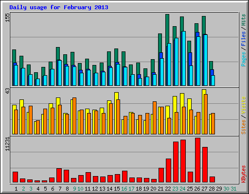 Daily usage for February 2013