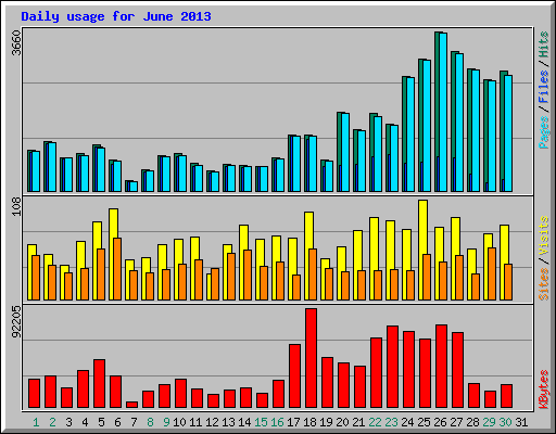 Daily usage for June 2013