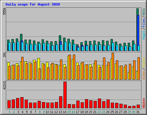 Daily usage for August 2020