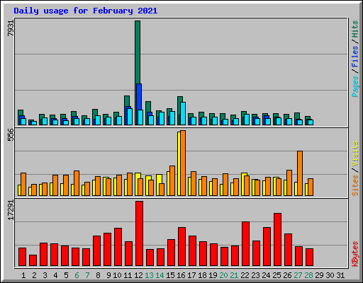 Daily usage for February 2021