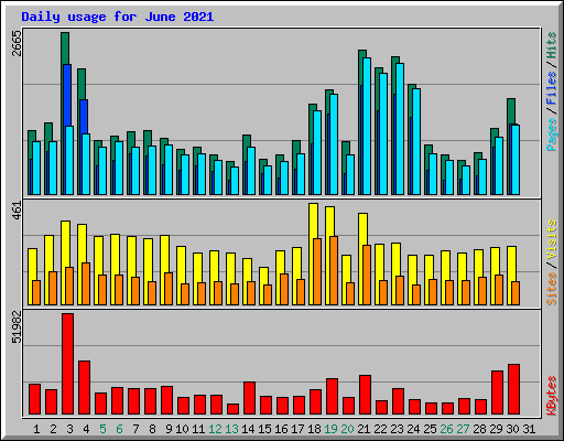 Daily usage for June 2021