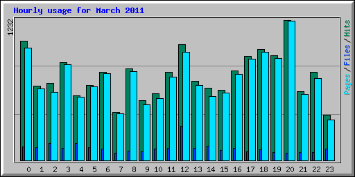 Hourly usage for March 2011