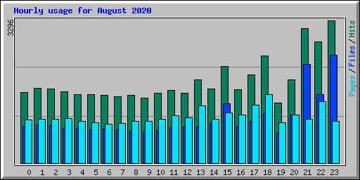 Hourly usage for August 2020